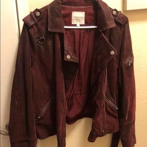 Suede leather maroon jacket